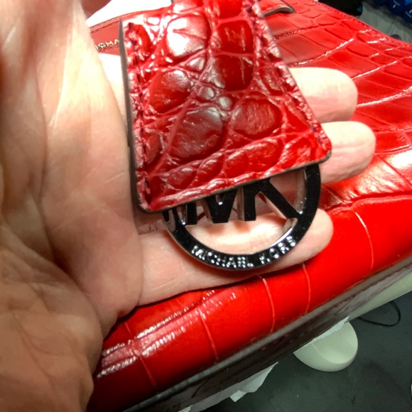 NWOT - Michael Kors Red Croc Satchel Tote Crossbody - Picture 15 of 16